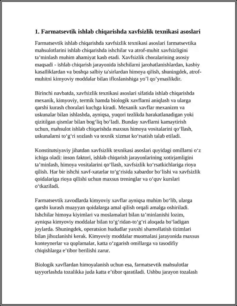 Farmatsevtik ishlab chiqarishda xavfsizlik texnikasi asoslari 3
