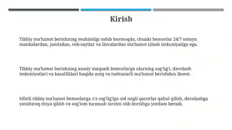 Tibbiyot ma'lumotlarini taqdim etish 3