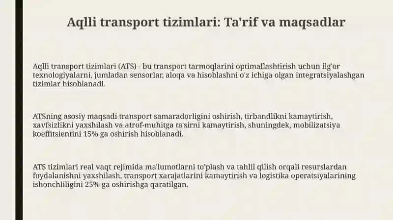 Aqlli transport tizimlari 3