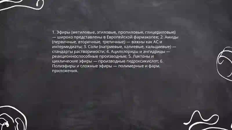 Производные алифатических карбоновых кислот, включенные в Европейскую фармакопею, и их анализ 3