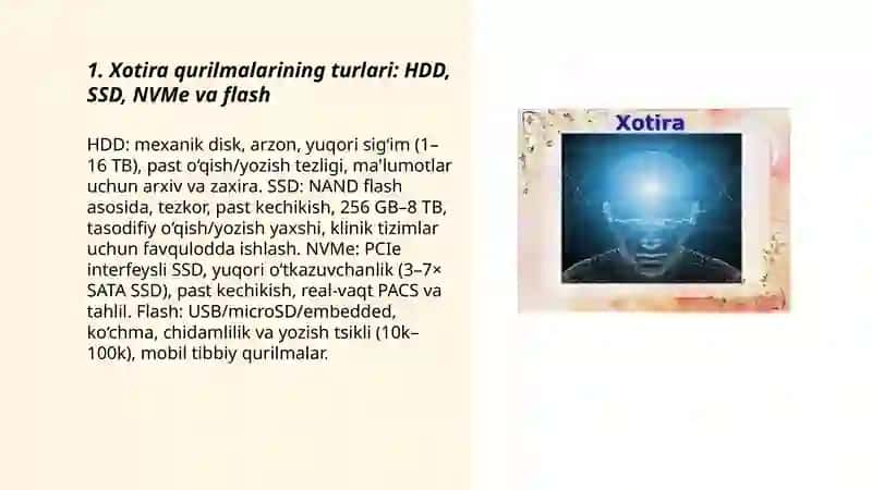 Xotira qurilmalari va ularning tibbiy ma'lumotlarni saqlashdagi roli 3