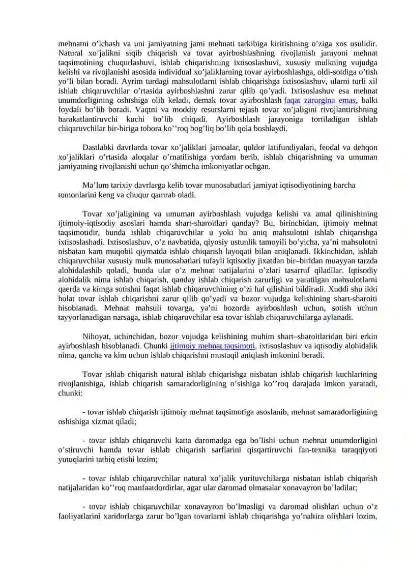 Tovar iqtisodiy mazmuni va uning xususiyatlari 3