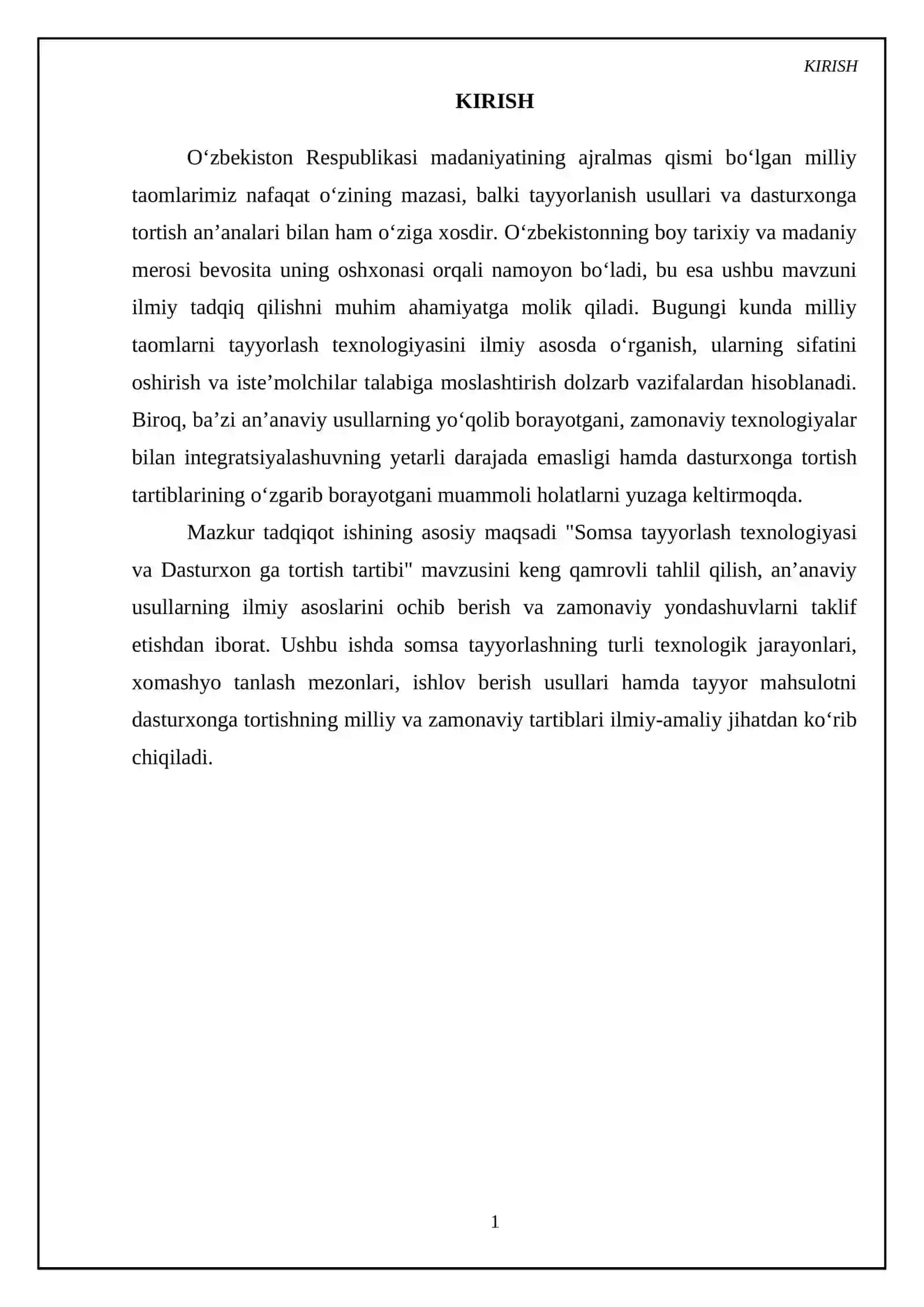 Somsa tayyorlash texnologiyasi va Dasturxon ga tortish tartibi 3