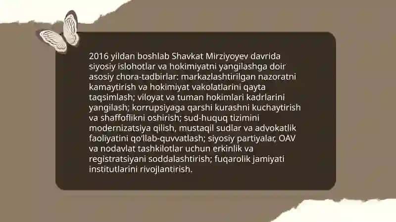 XXI asr siyosiy iqtisodiy modernizatsiya Shavkat Mirziyayev davri 3