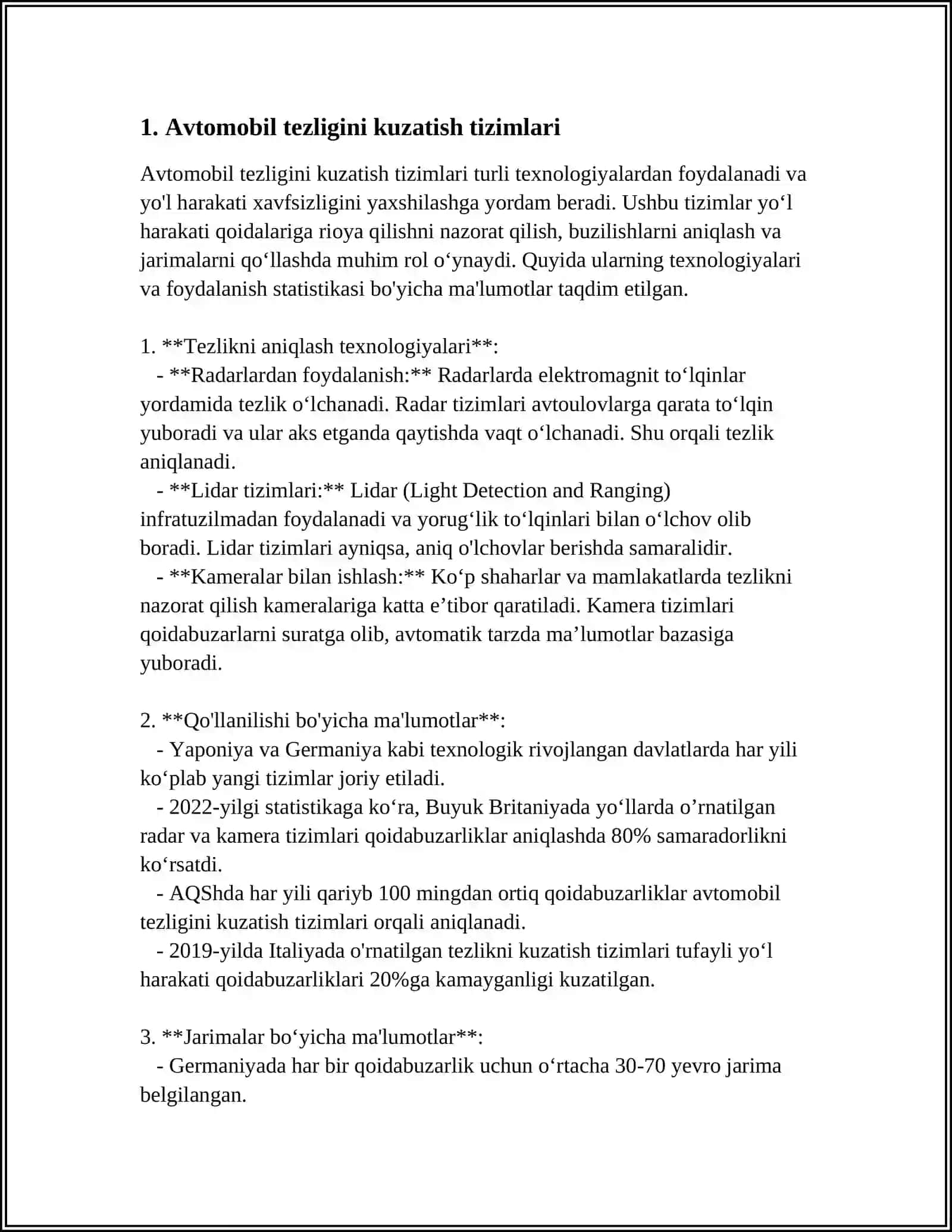 AVTOMAGISTRALLARDA XAVFSIZLIKNI TA'MINLOVCHI TIZIMLAR 3
