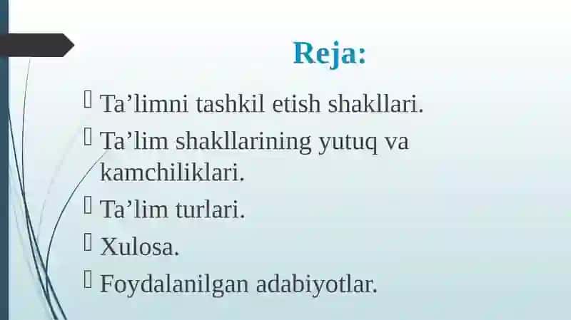 Ta'limni tashkilotlash shakllari va turlari 3
