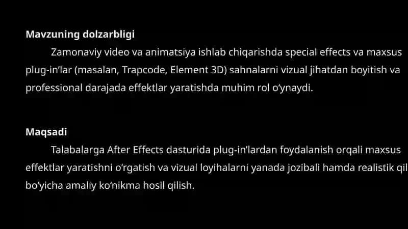 Special Effects va Plug-in’lar (Trapcode, Element 3D) 3