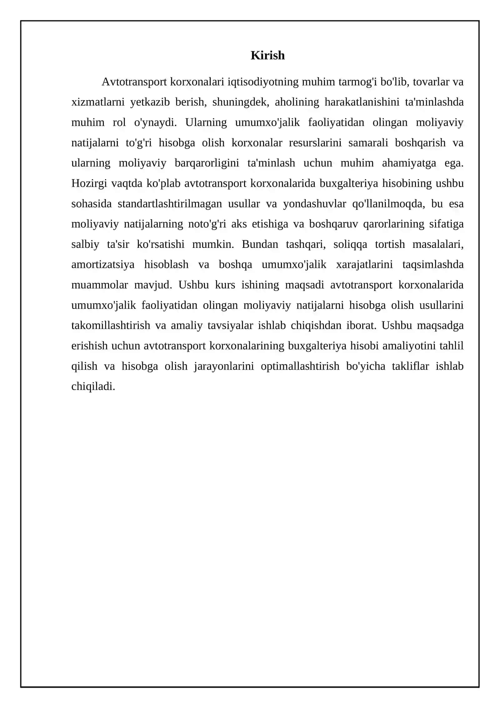 Avtotransport korxonalarida umumxoʻjalik faoliyatidan olingan moliyaviy natijalarning xisobi 3