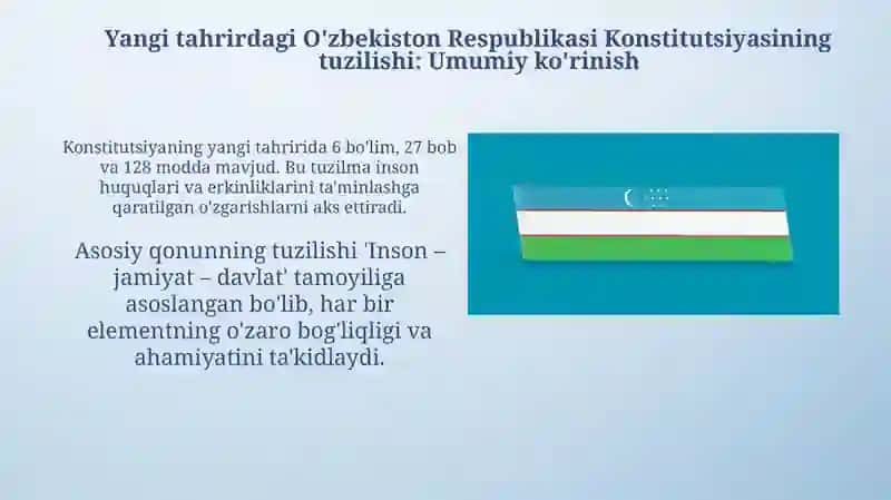 Yangi tahrirdagi Oʻzbekiston Respublikasi Konstitutsiyasining tuzilishi va oʻziga xos xususiyatlari 3