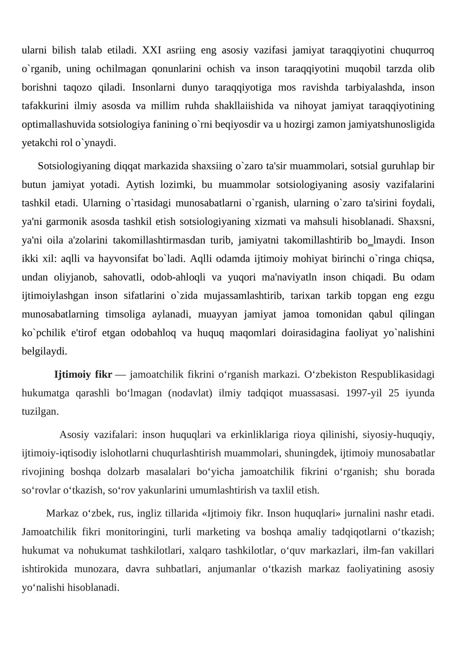 O`zbekiston Respublikasi “Ijtimiy fikr”markazi faoliyati tarixi 3