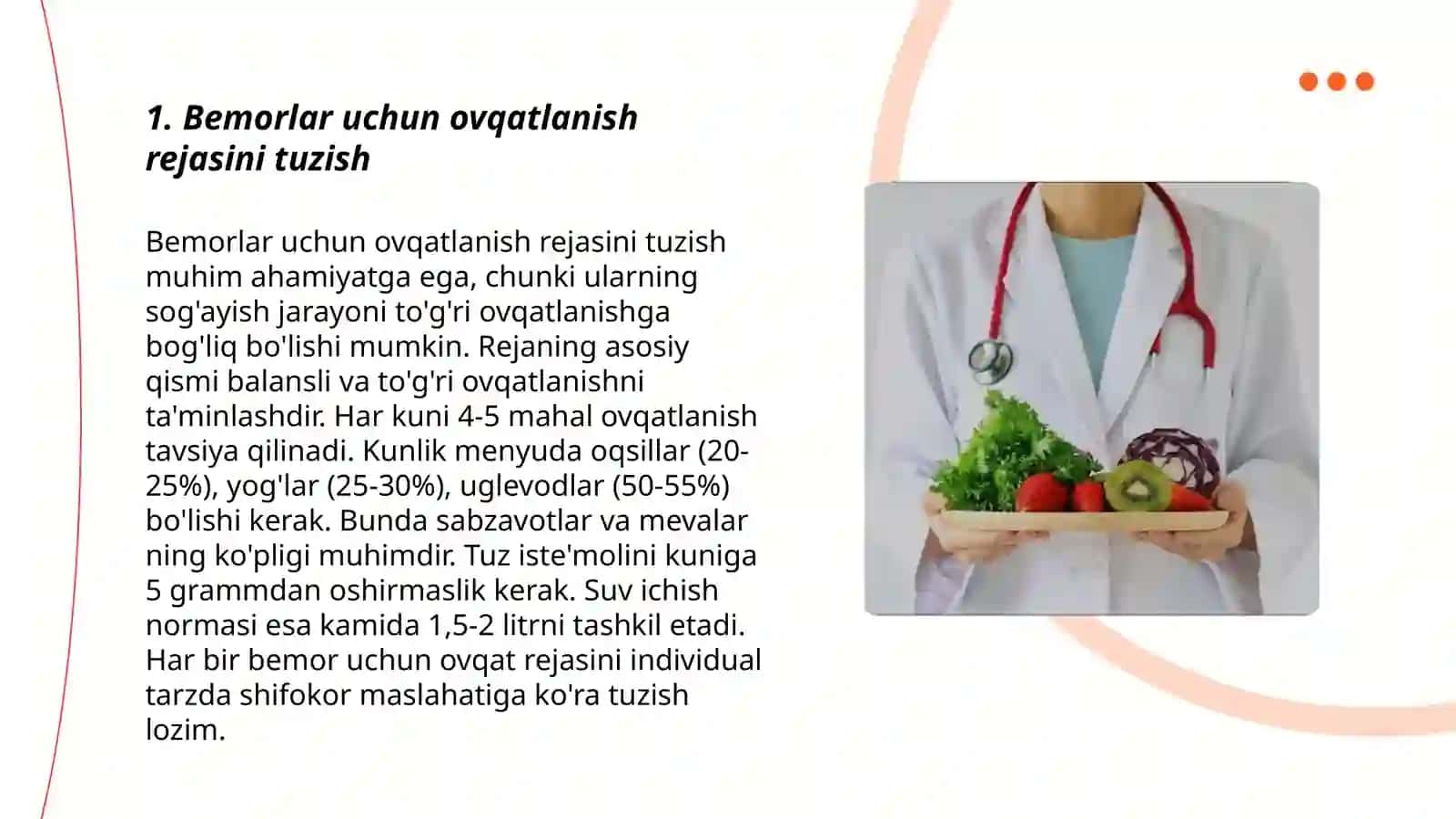 Bemorlarning ovqatlarini tashkil qilish va sifatini nazorat qilish 3