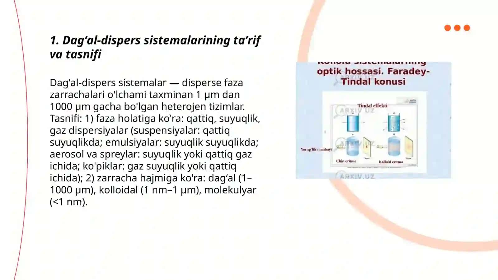 Dagʻal-dispers sistemalarining hossalari va ularni tibbiyot va farmakologiyada ishlatilishini amaliyotda oʻrganish 3