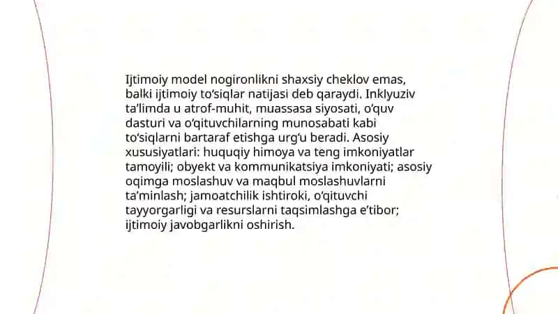 Inklyuziv taʼlim modellari; tahlili va xususiyatlari 3