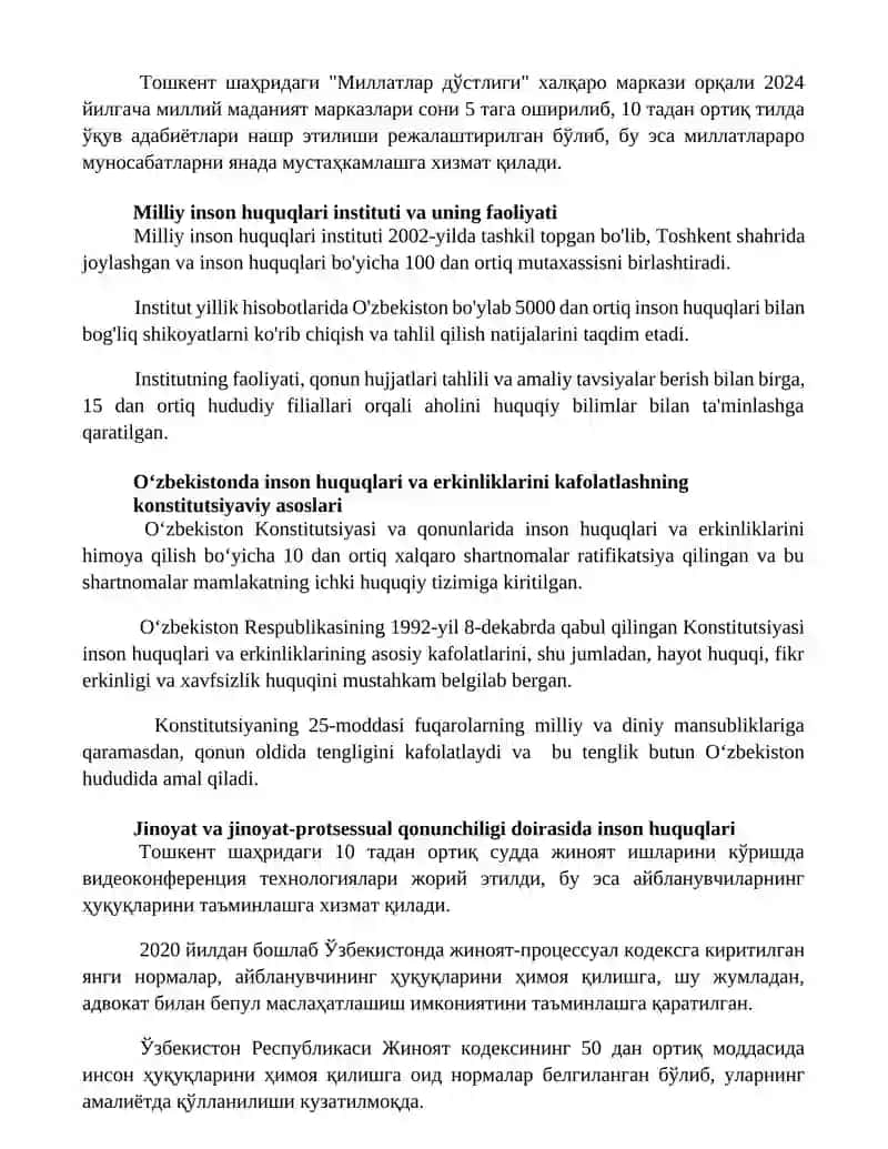 Yangi Oʼzbekistonda inson haq-huquqlari va erkinliklari kafolatining yaratilishi 3