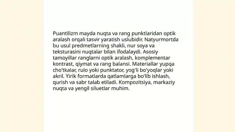 Puantilizm uslubida natyurmort ishlash 3