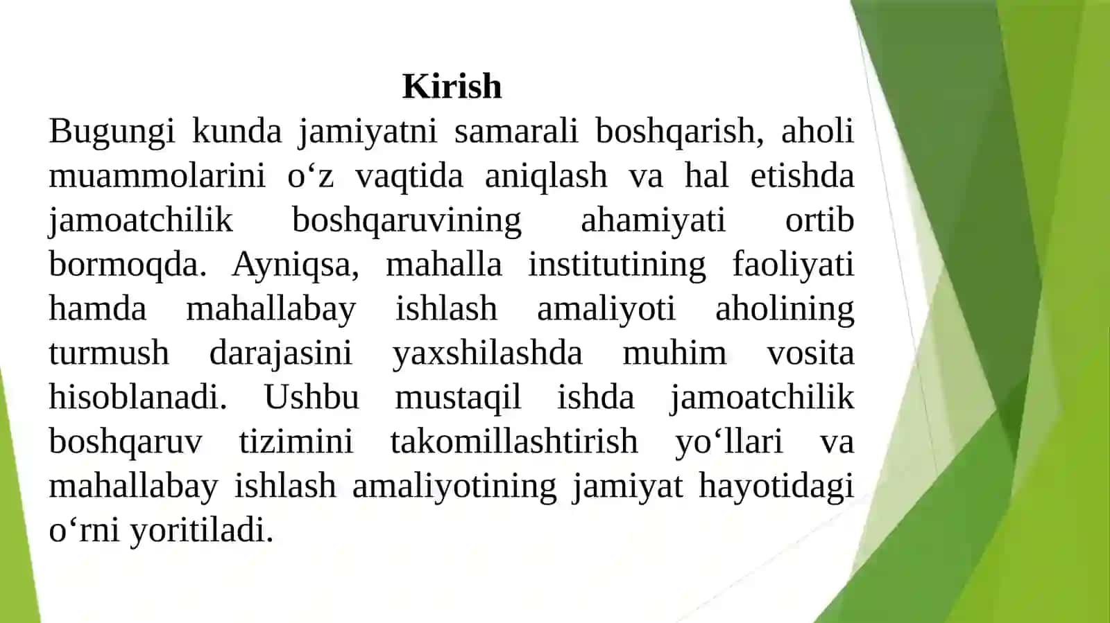 Jamuotchik boshqaruv tizimini takomillashtirish va mahalabay ishlash amaliyotining oʻrni boʻyicha ahborat maʼlumotlar statistik jadval tuzish 3