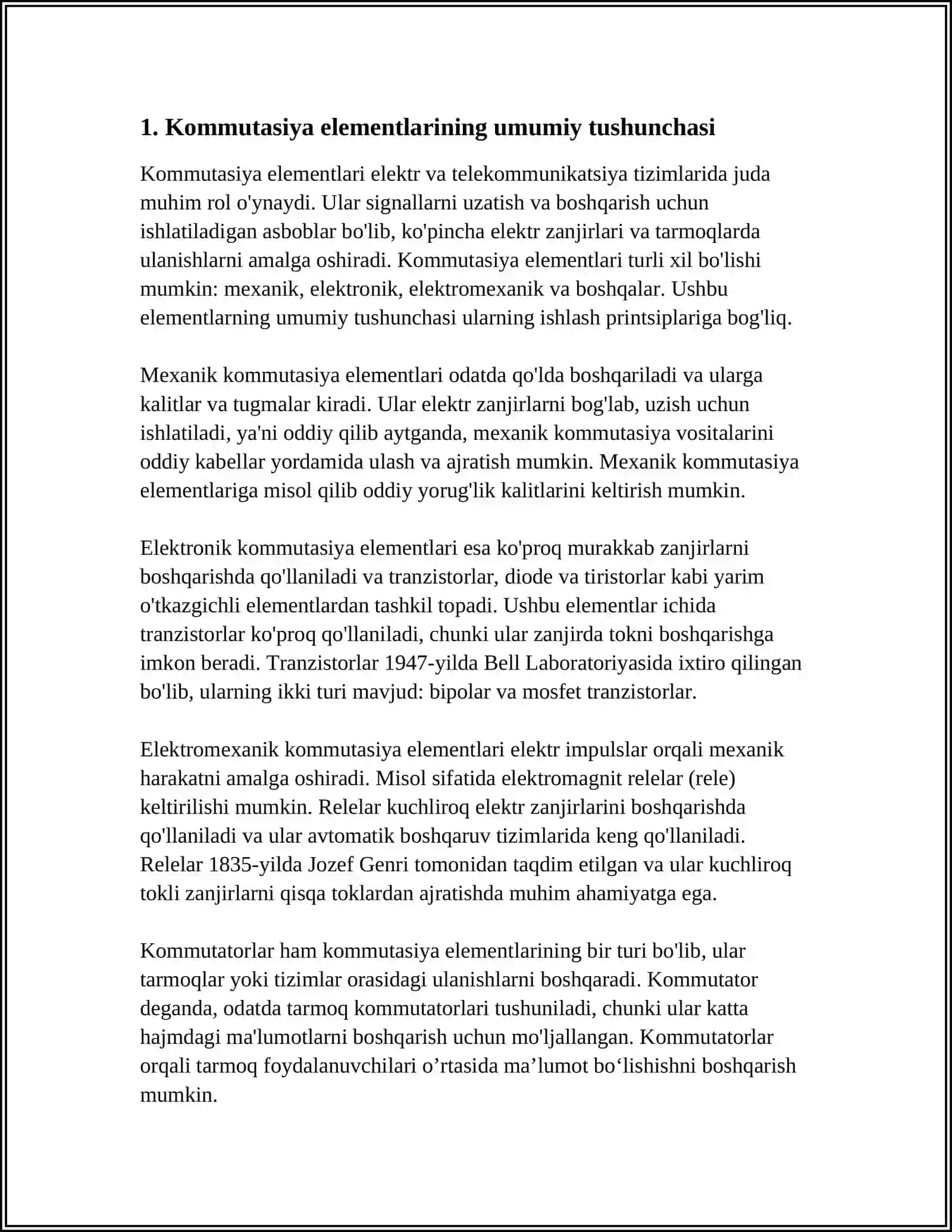 KOMMUTASIYA ELEMENTLAR.KOMMUTASIYA ELEMENTLAR ULARNING TURLARI 3