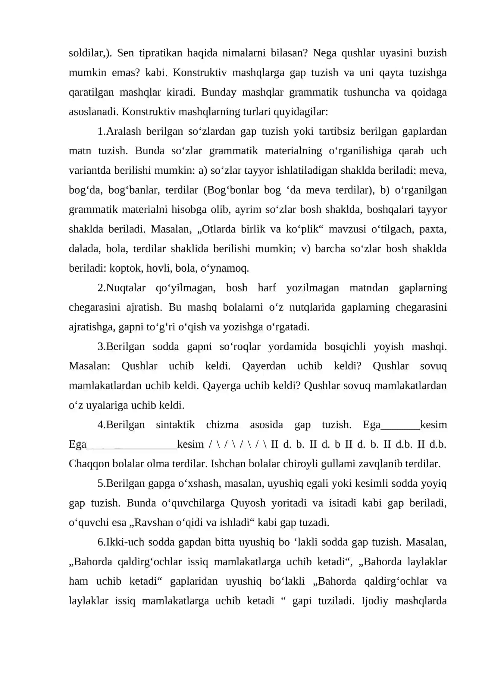 Gap ustida ishlashga oid mustaqil ishlar 3