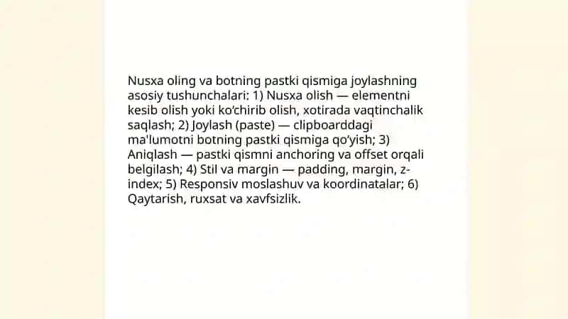 Nusxa oling va botning pastgi qismiga joylash - вставить 3