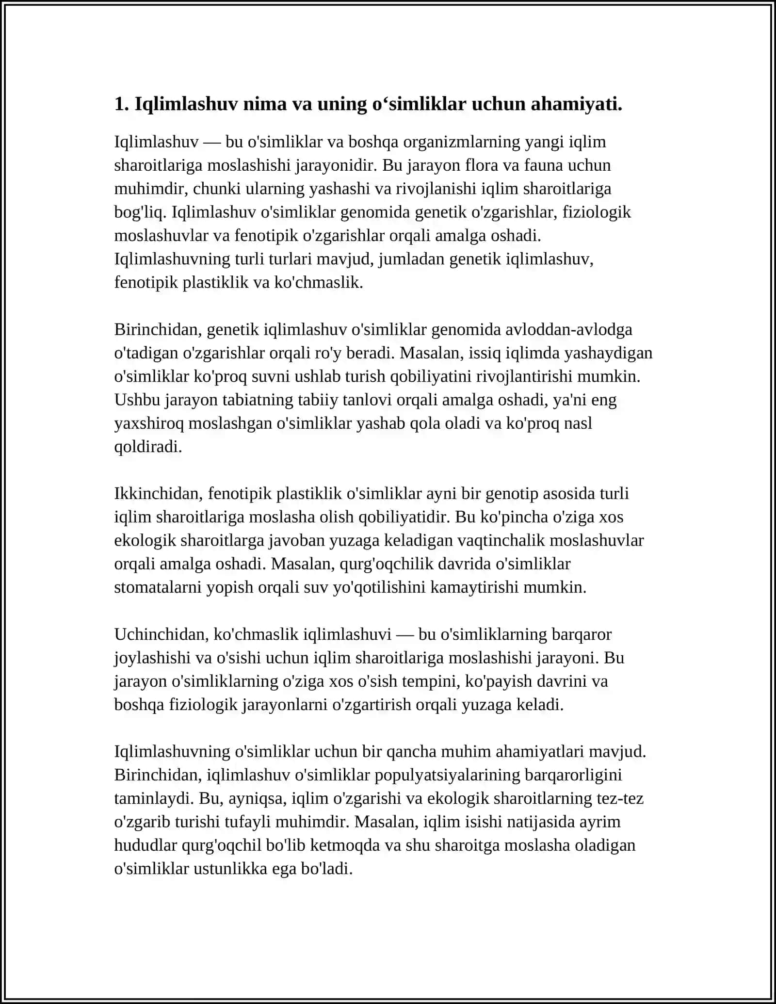 FLORAMIZNI BOYITISHDA O'SIMLIKLARNI IQLIMLASHTIRISHNING AHAMIYATI (QORAQALPOG'ISTON RESPUBLIKASI MISOLIDA) 3