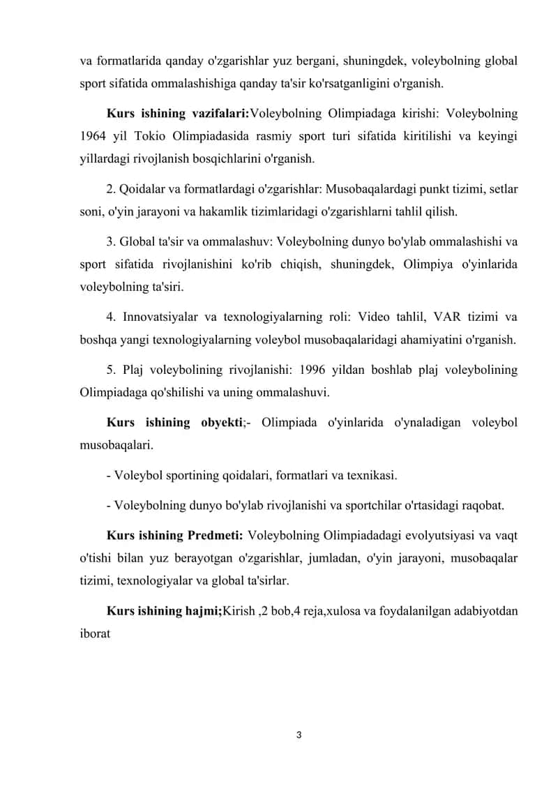 Voleybolning paydo bo’lishi va olimpiadaga kirib kelishi. 3