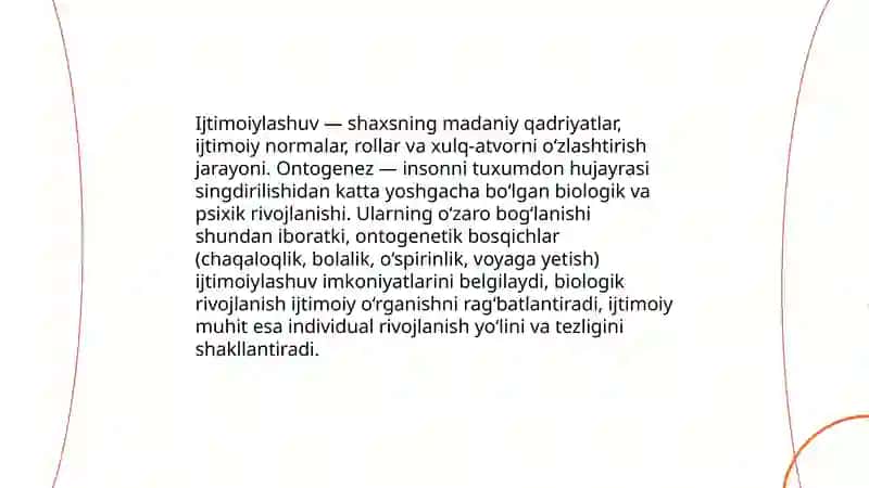 Ijtimoiylashuv va Ontogenez 3