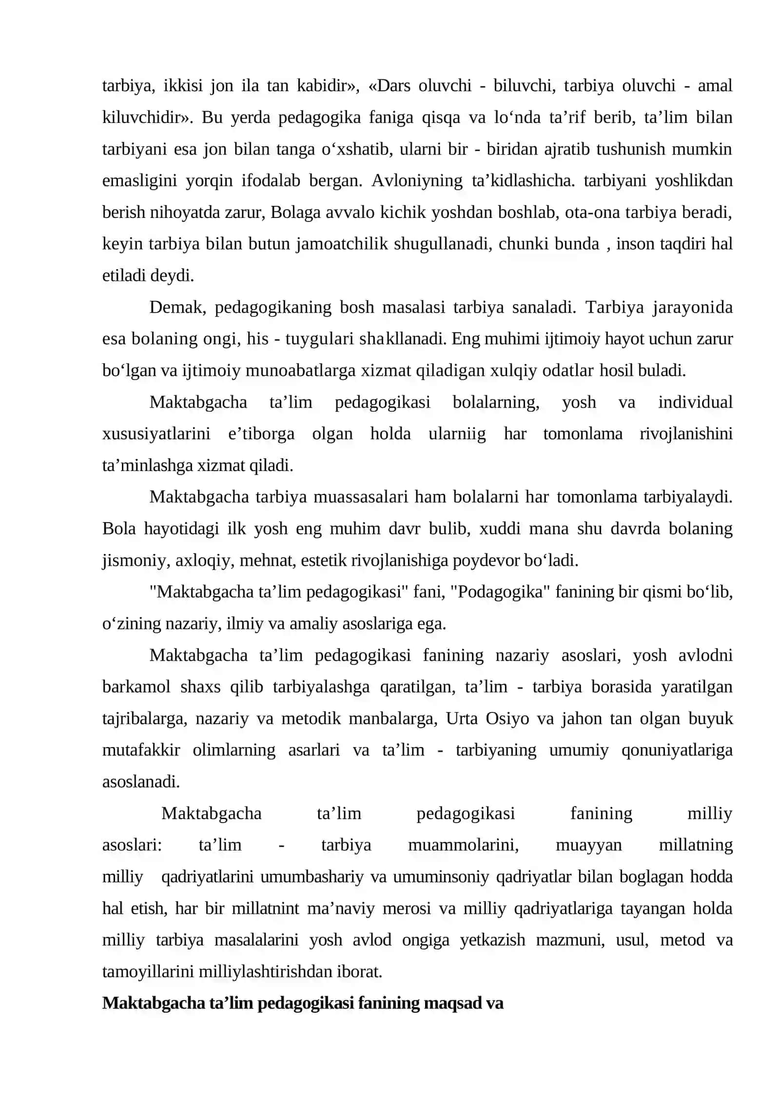 Maktabgacha ta’lim pedagogikasi fanining mavzusi, uslubiyati va barkamol insonni tarbiyalashdagi о‘rni 3