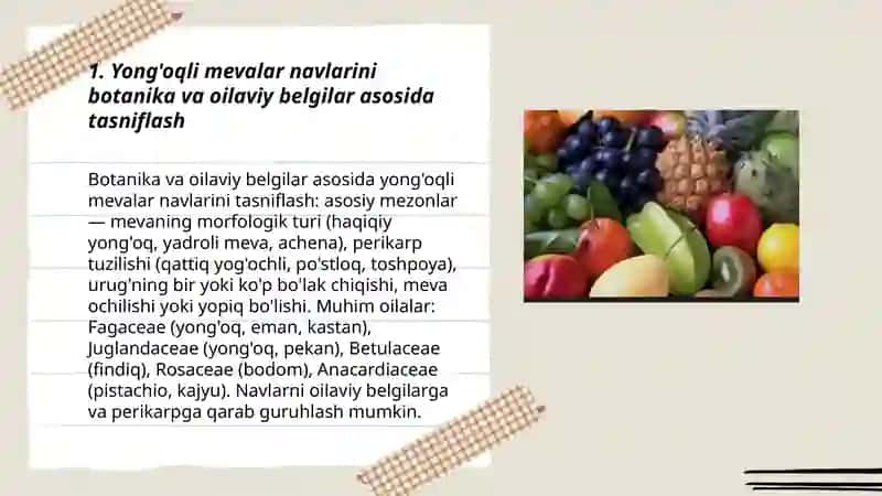 Yong'oqli mevalar navlariga tasnif 3
