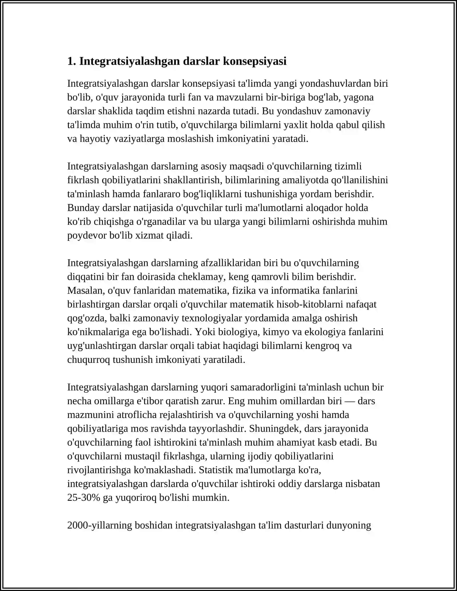 TARBIYA FANINI O‘TISHTA INTIGSIYALASHGAN DARSLARNI TASHKIL ETISH 3