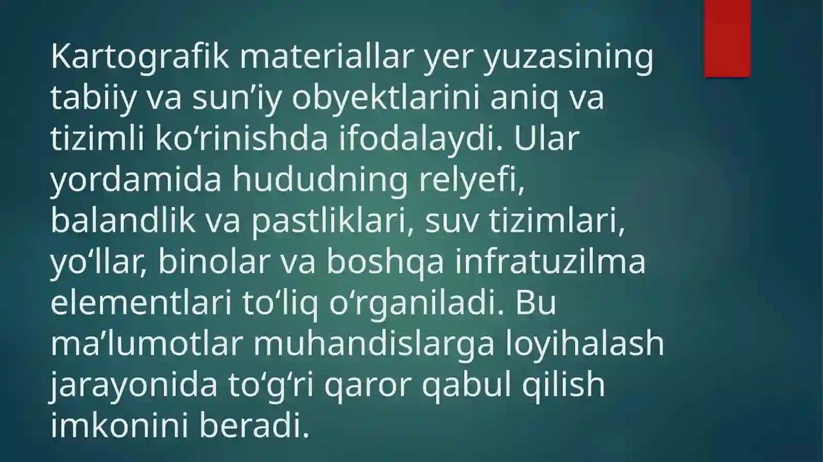 Muhandislik jihozlash ishlarida kartografik materiallardan foydalanish 3