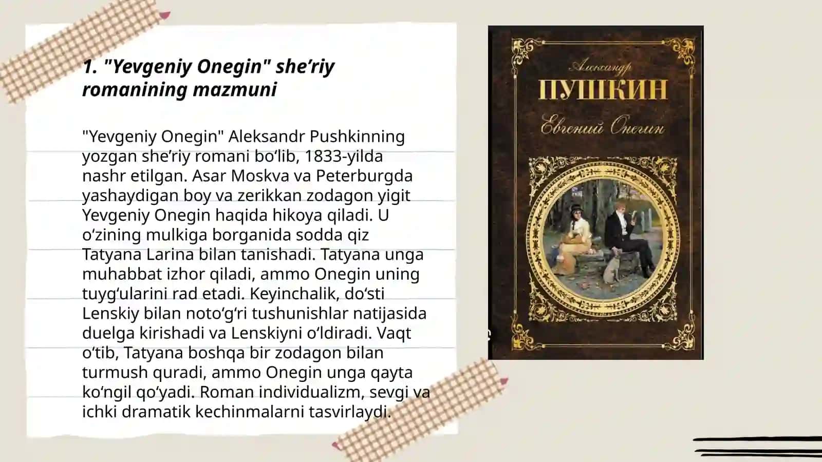 Yevgeniy Onegin she’riy romani 3
