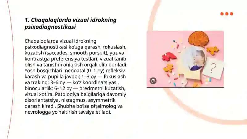 Chaqaloqlik davrining sensor perseptiv hamda kognetiv rivojlanish psixodiagnostikasi 3