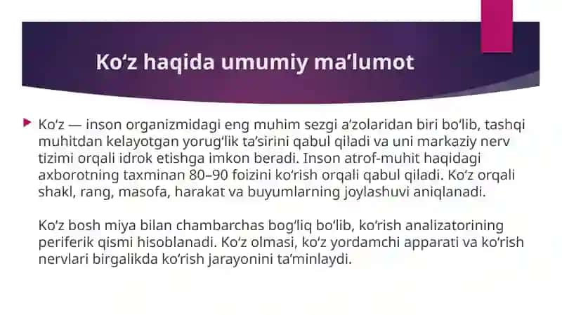 Ko'zning umumiy tuzilishi funksiyasi va patalogiyasi 3