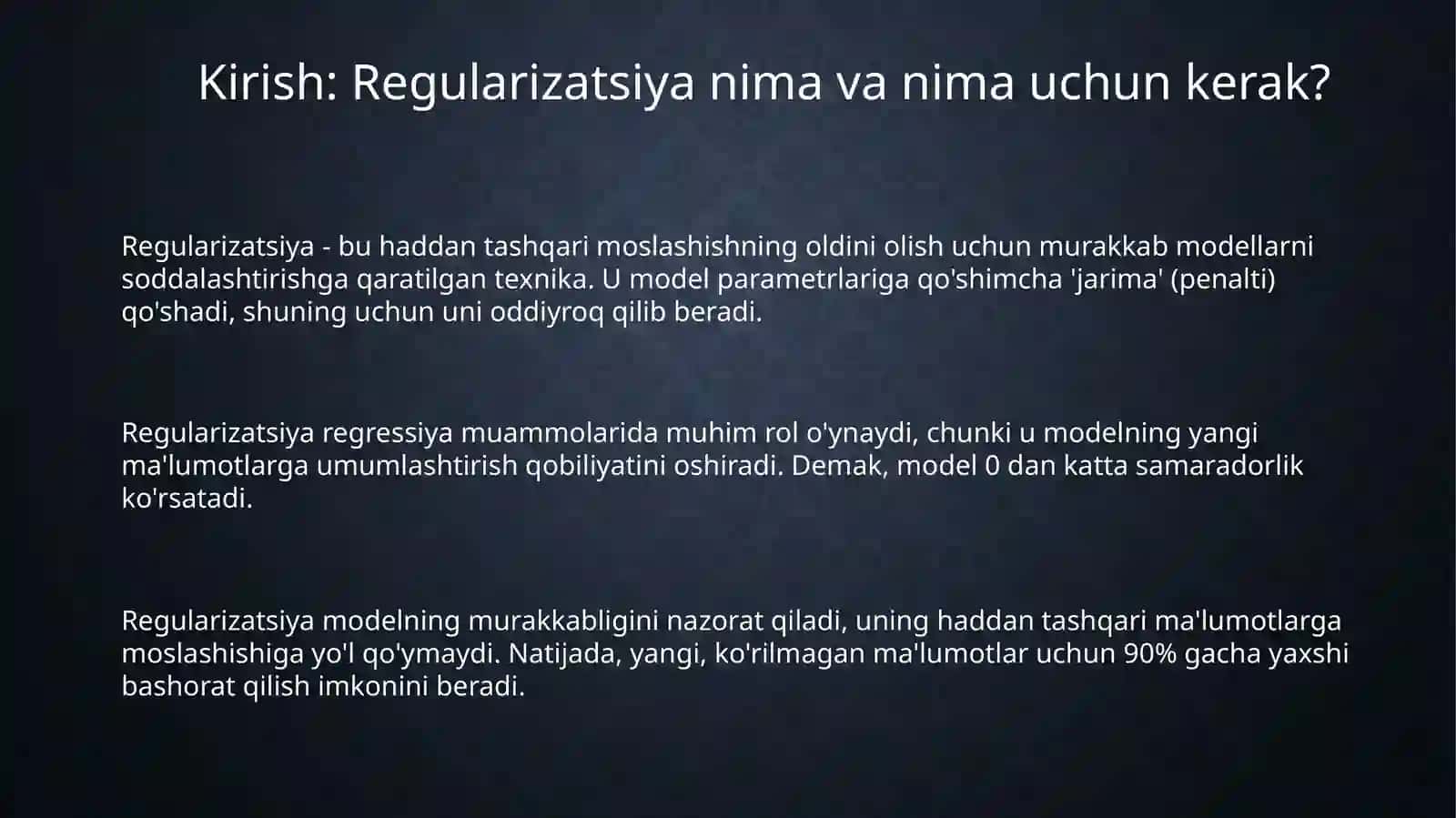 Regressiya masalalarida regulyarizatsiya funksiyasini qo‘llash 3