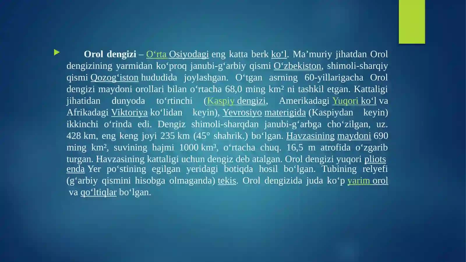 Oroldengizi muammosi 3