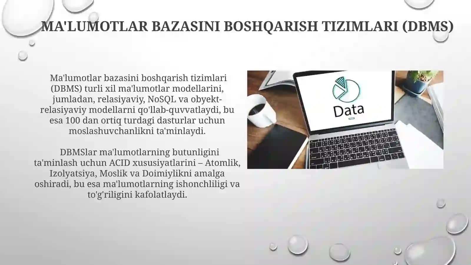 Ma'lumotlar bazasini boshqarish tizimlari (DBMS) 3