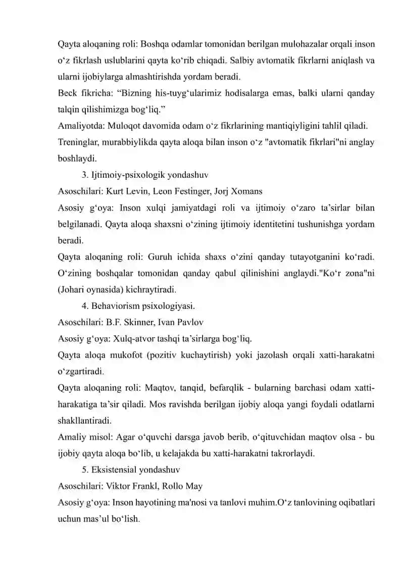 Qayta aloqa metodlari . 3