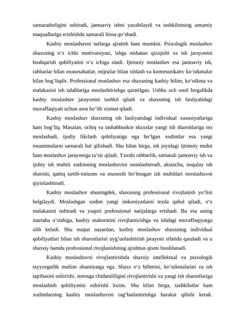 Kasbiy moslashuv va martaba rivojlanishi 3