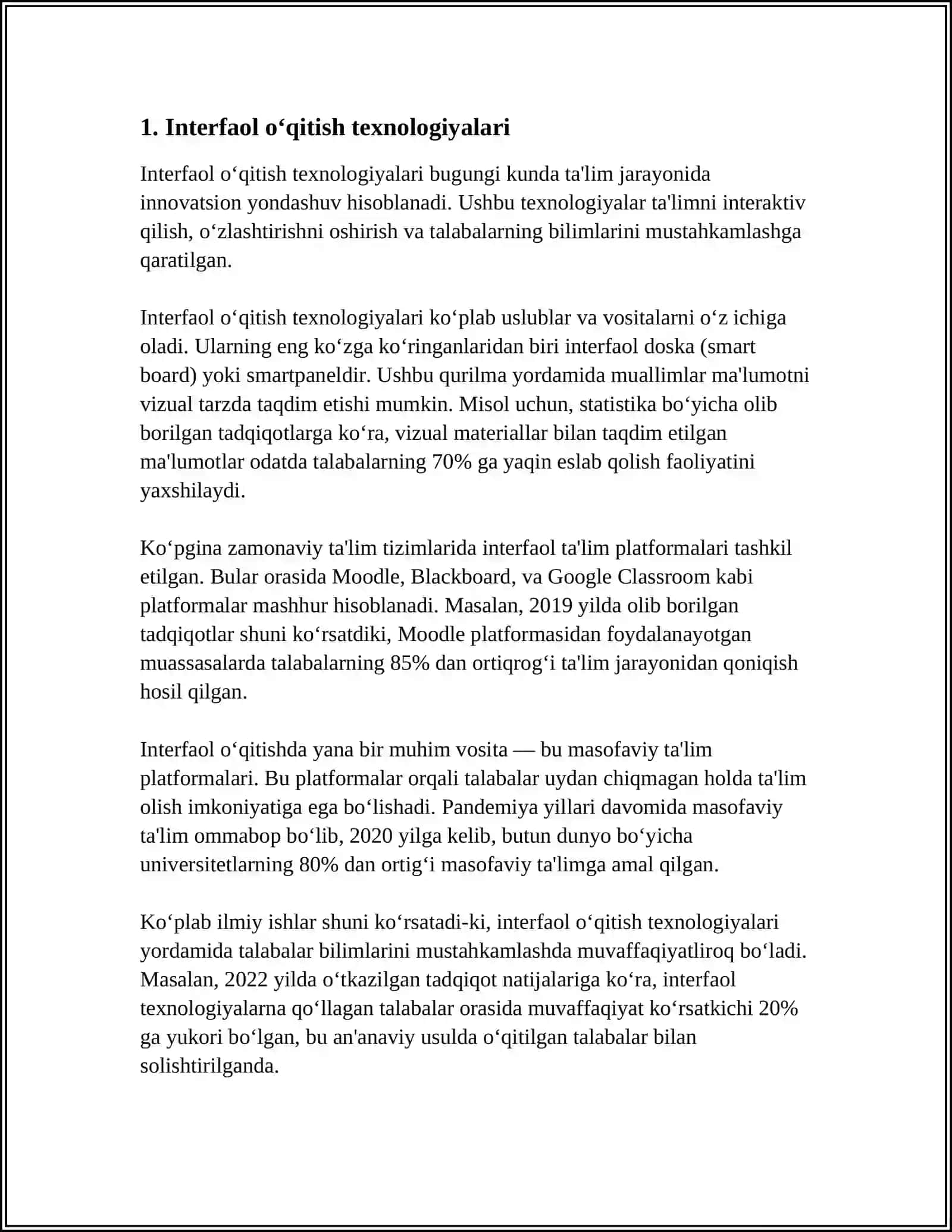 FE'LIY GAP MAVZUSINI TUSHUNTIRISHDA YANGI PEDTEXNOLOGIYALARNI QO'LLASH 3