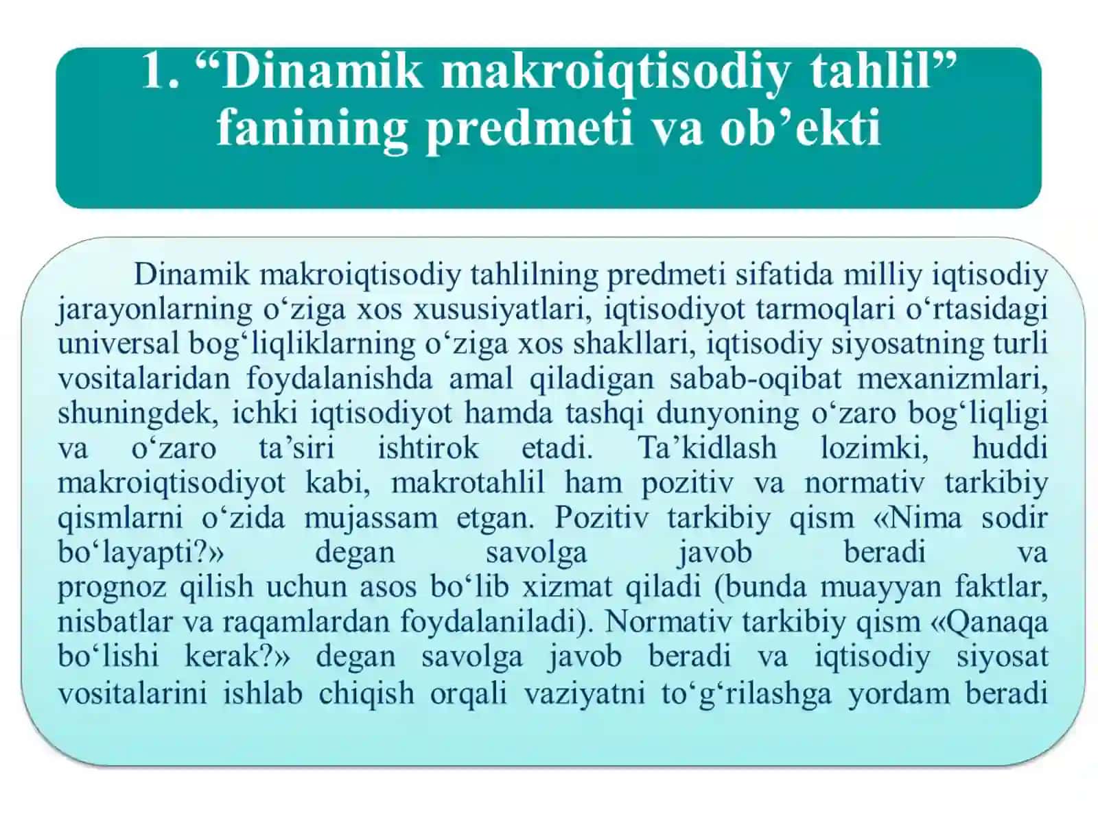DINAMIK MAKROIQTISODIY TAHLIL 3
