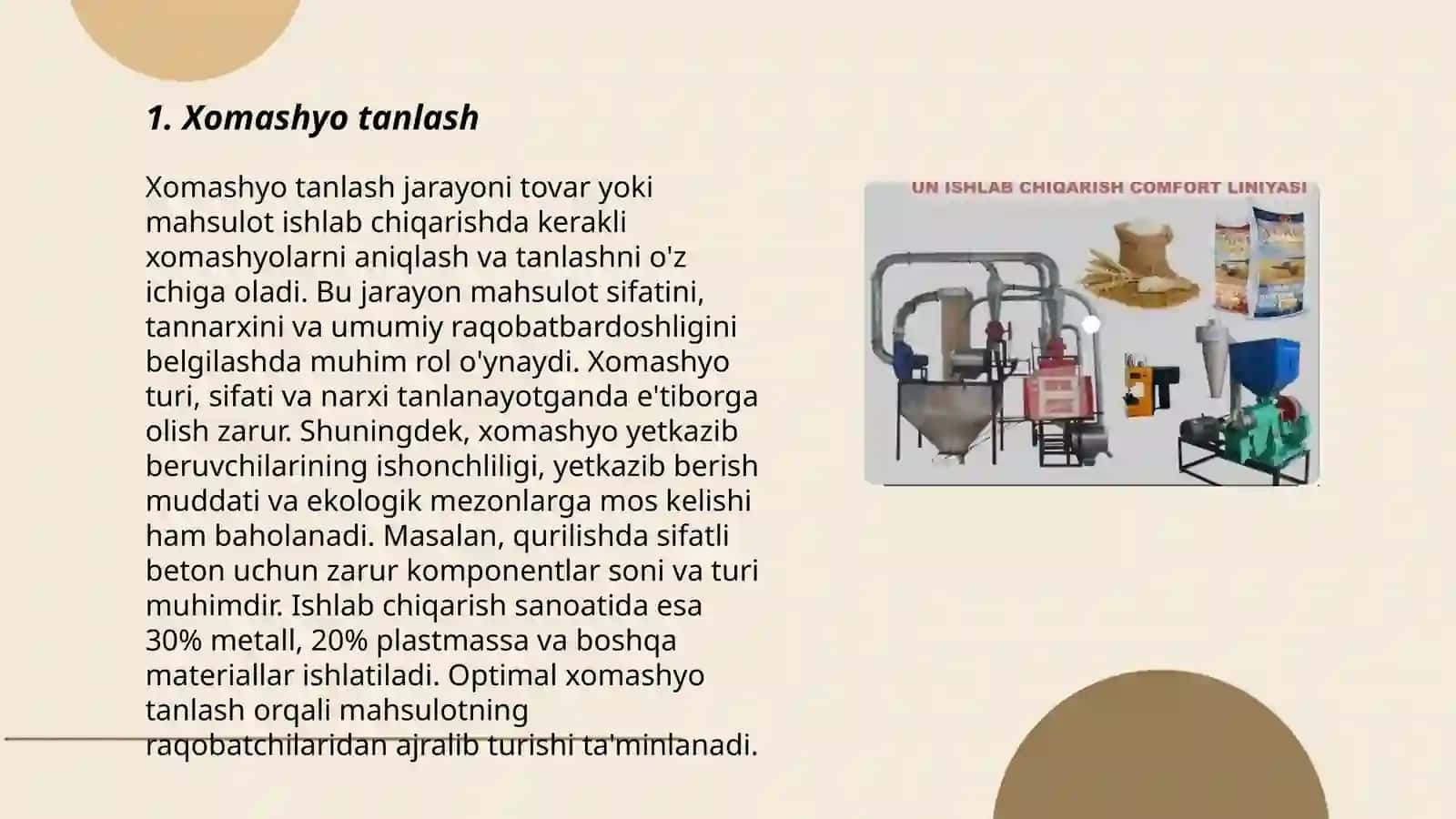 Xomashyo tanlash 3