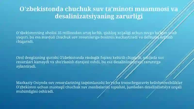 O'zbekiston sharoitida har suvni chuchuklashtirish gʻoyasi 3