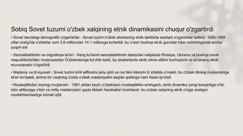 Sobiq Sovet tuzumi davrida o'zbek xalqi etnodinamikasi va etnik madaniyati 3