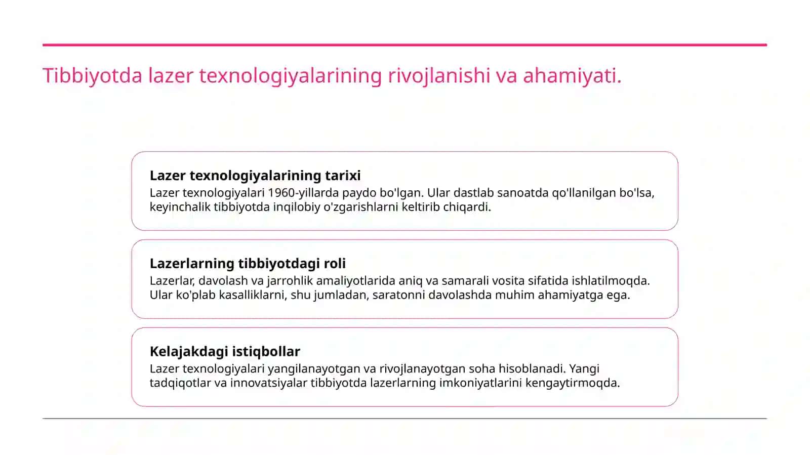 Lazerning tibbiyotda qo'llanishi Laparoskopiyaning jarrohlikda qo'llanishi 3