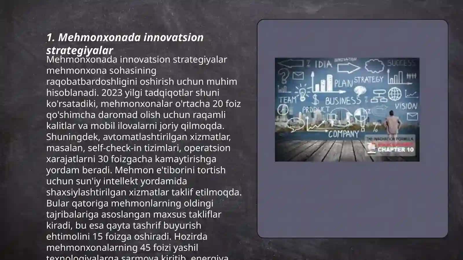 Mehmonxona xo’jaligida innovatsion faoliyatni rejalashtirish 3