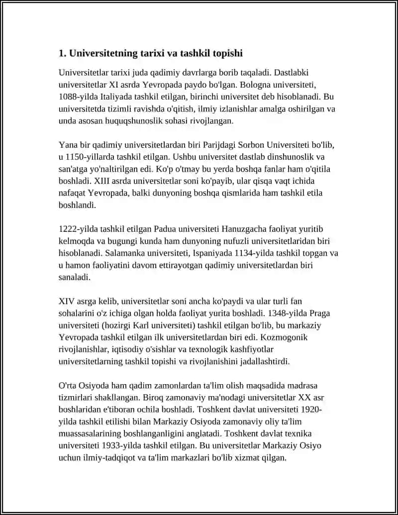 DUNYONING MASHHUR UNIVERSITETLARIDAN BIRI HAQIDA REFERAT TAYYORLASH 3