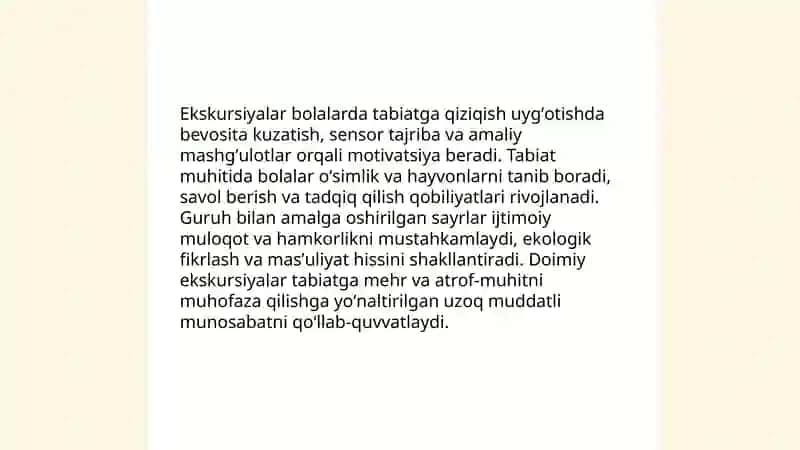 Bolalarni tabiat bilan tanishtirishda ekskursiyaning ahamiyati 3