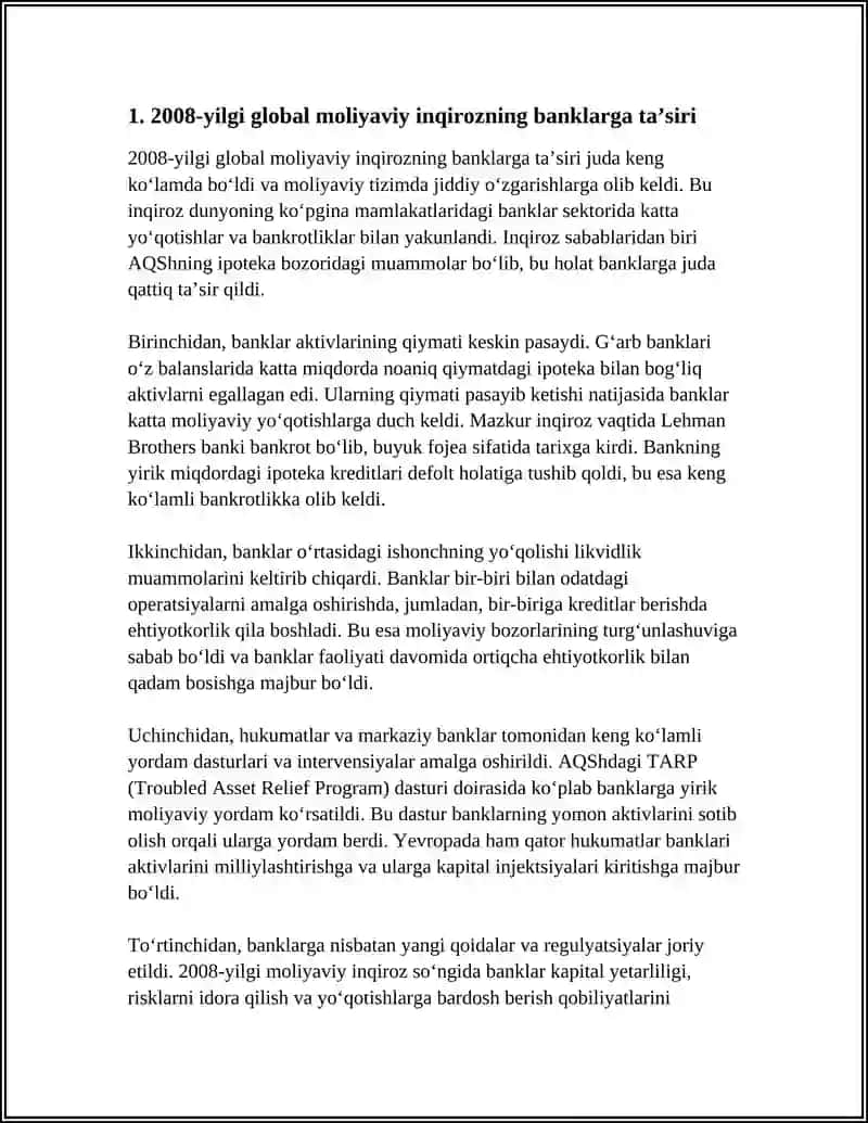 2008-YILDAGI BUYUK TURG'UNLIK - BANKLAR INQIROZI 3