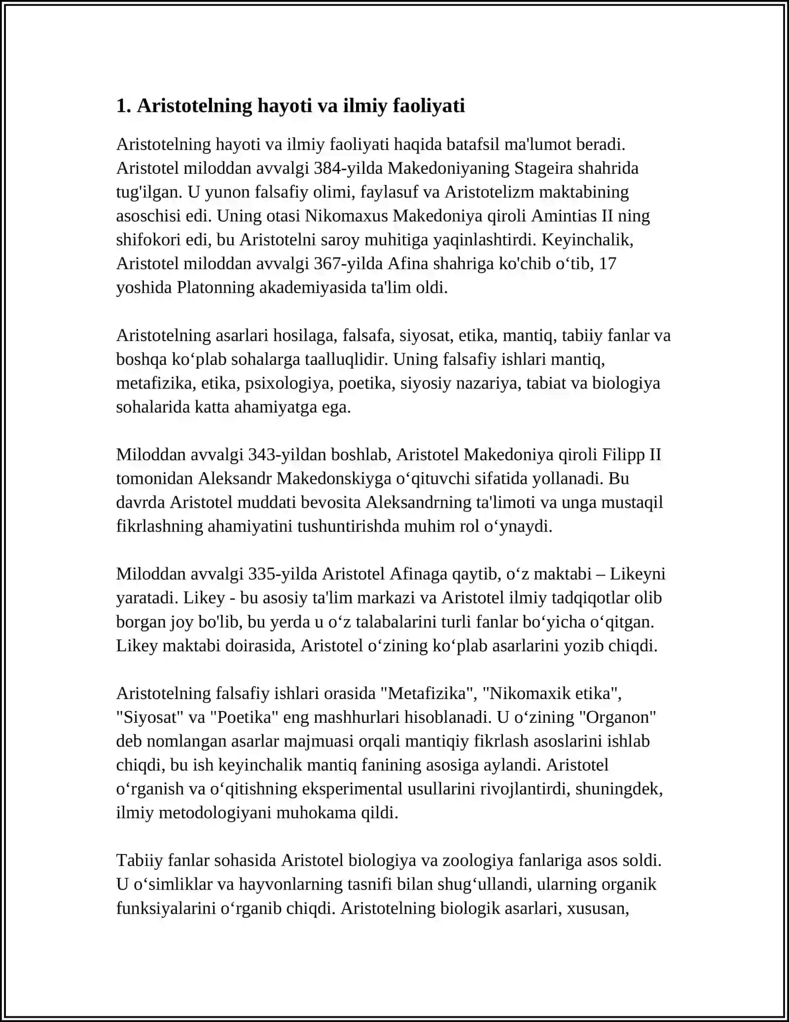 ARISTOTEL – HAYOTI, IJODI VA FALSAFIY QARASHLARI 3