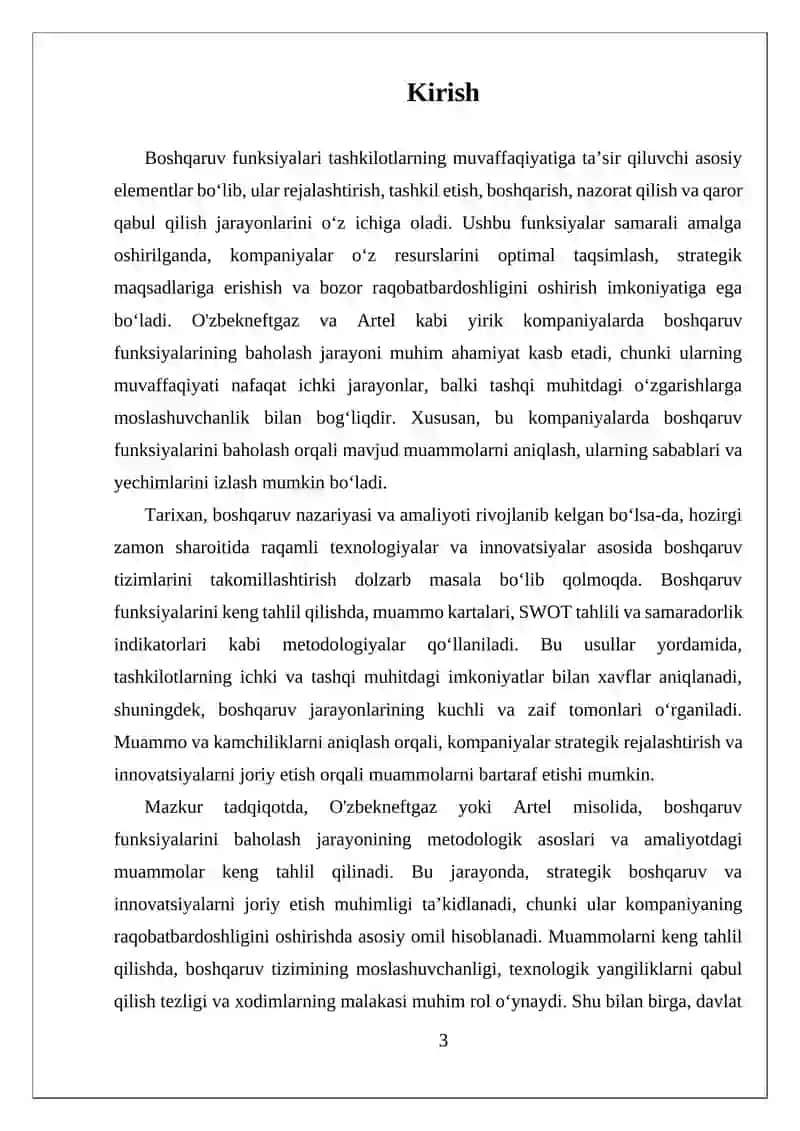 Boshqaruv funksiyalarini baholash va muammoni keng tahlil qilish 3